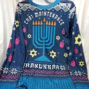 Faux Real Chai Maintenance Ugly Hanukkah Sweater